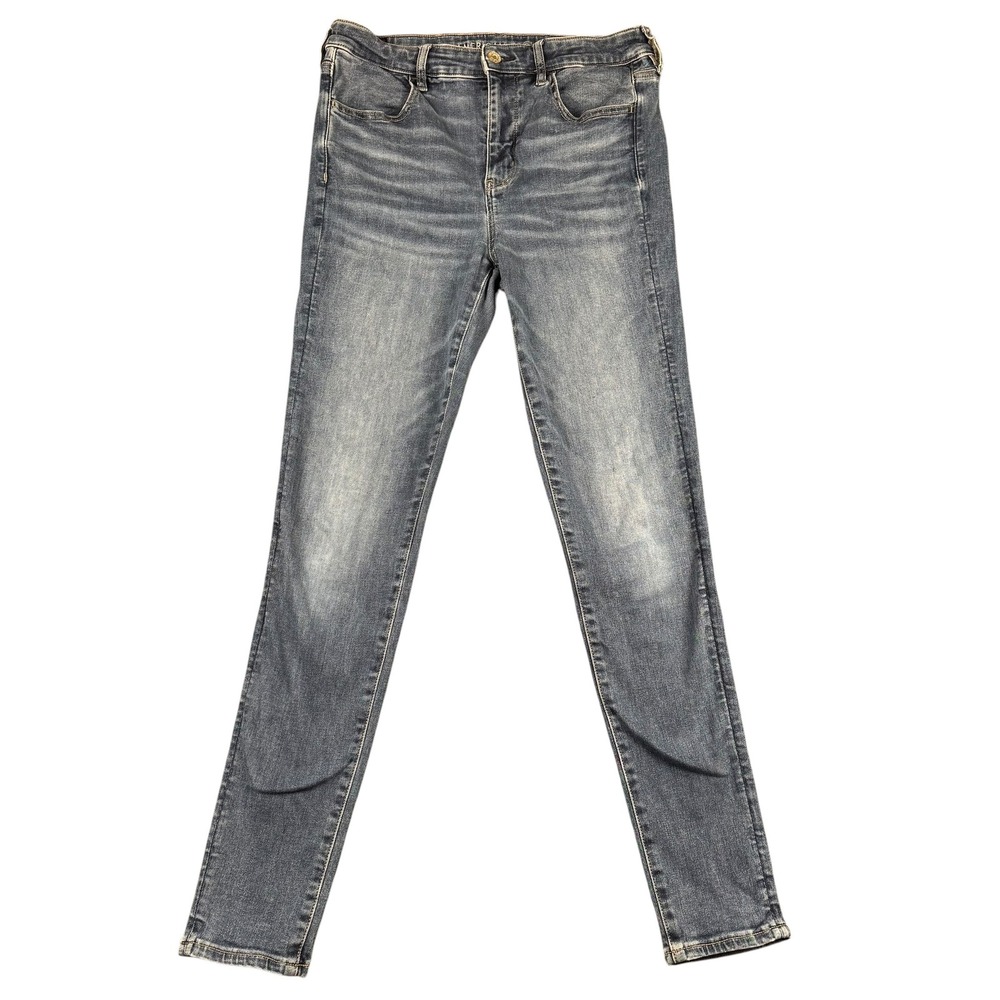American Eagle Womens Hi-Rise Jegging Next Level Stretch Blue Jeans Size 12 Long